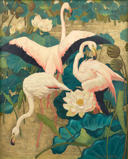 Jessie Arms Botke, ‘Flamingos and Lotus’, ca. 1939