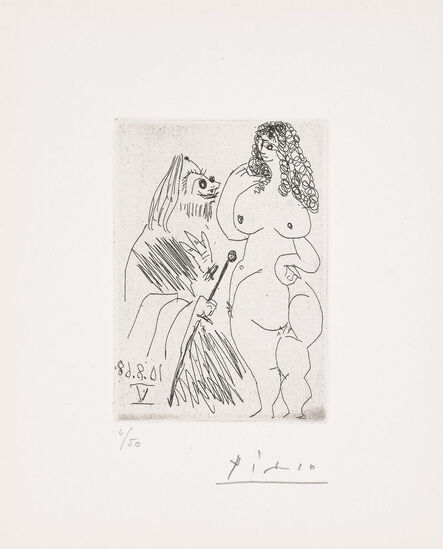 Pablo Picasso, ‘Jeune prostituée et vieillard aux yeux exorbités (Young Prostitute and Old Man with Bulging Eyes), plate 267 from Séries 347 (Bl. 1749, Ba. 1764)’, 1968