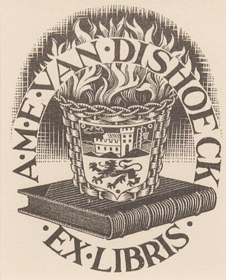M. C. Escher, ‘Ex libris van Dishoeck (Fire)’, ca. 1943