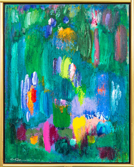 Paul Fournier, ‘Summer Night in the Parrot Jungle - bright, colorful, abstract acrylic on canvas’, 1999