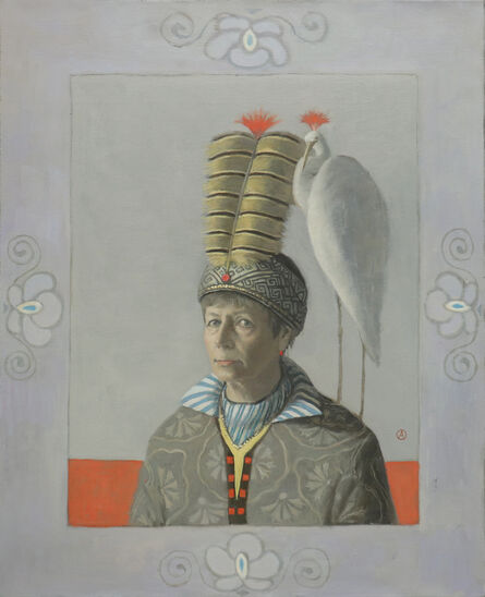 Olga Antonova (b. 1956), ‘Self Portrait with White Crane’, 2019
