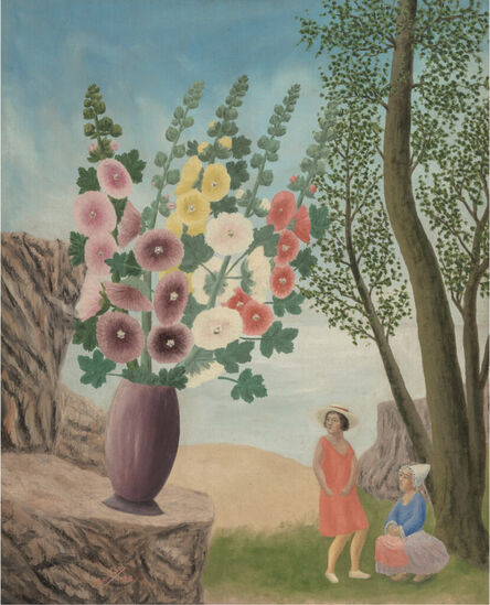 André Bauchant, ‘Deux femmes regardant les fleurs’, 1928