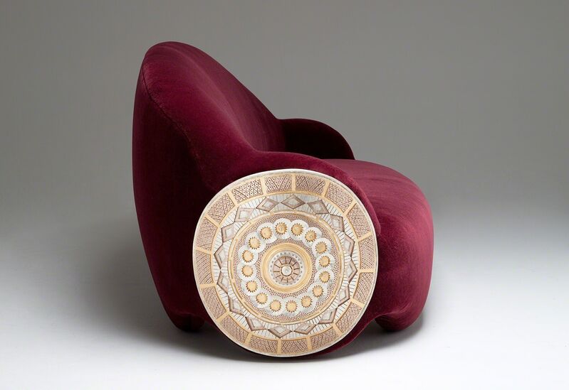 Mattia Bonetti, ‘Sofa 'Shield'’, 2014, Design/Decorative Art, Gilded carved wood, mohair, David Gill Gallery
