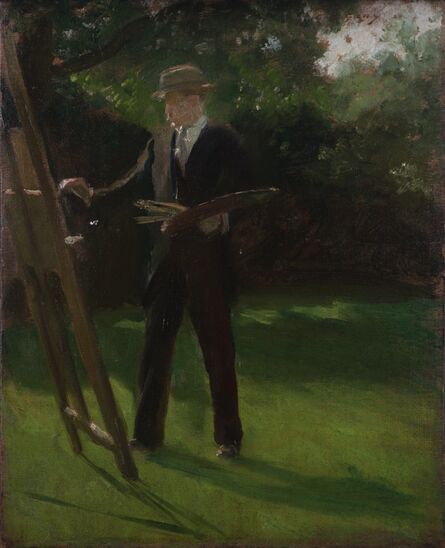 Douglas Stannus Gray, ‘Self portrait painting at an easel outdoor’, 1920