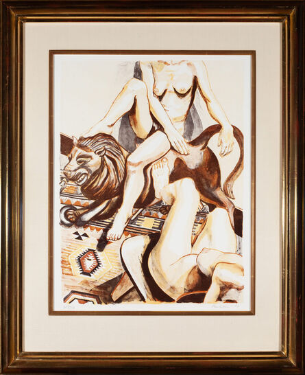 Philip Pearlstein, ‘Two Nude Women with Lion’, 1981
