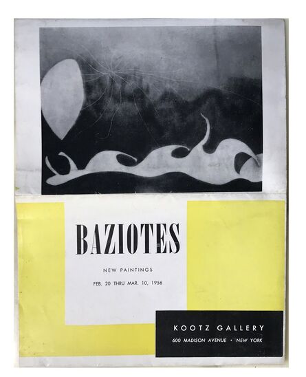 William Baziotes, ‘“BAZIOTES - NEW PAINTINGS”, 1956, Kootz Gallery NY, Exhibition Invitation/Poster’, 1956