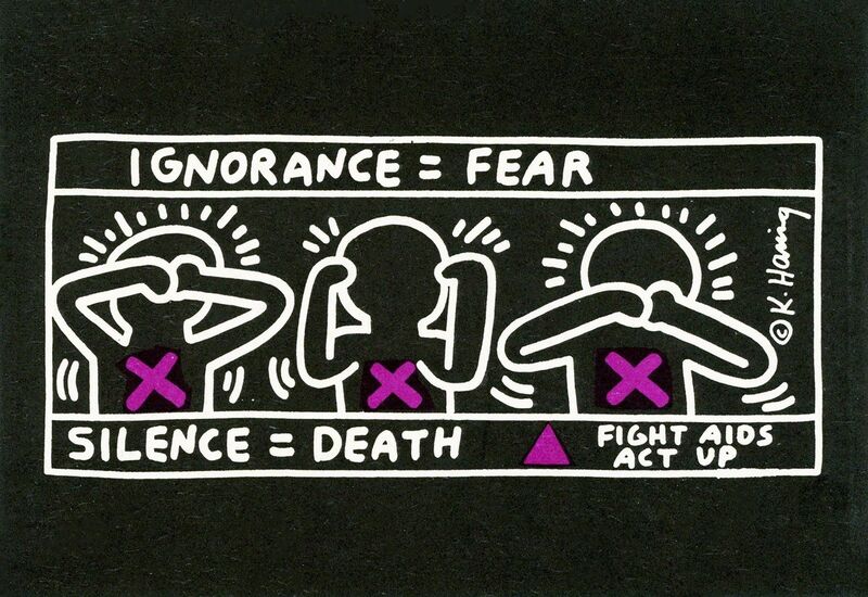 Keith Haring, ‘Vintage Keith Haring announcement (Keith Haring Silence Equals Death) ’, 1991, Ephemera or Merchandise, Offset printed on card stock, Lot 180 Gallery