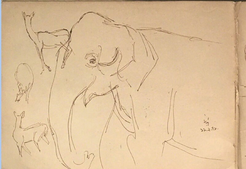 Indra Dugar, ‘Rare animal drawing by Old Bengal Artist Indra Dugar’, 1976, Drawing, Collage or other Work on Paper, Ink on paper, Gallery Kolkata