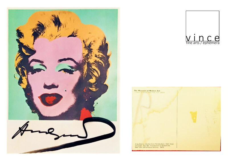 Andy Warhol, ‘'Marilyn', SIGNED, Museum of Modern Art NYC (MoMA) Postcard, UNIQUE.’, 1980-1987, Print, Black marker on card stock, VINCE fine arts/ephemera