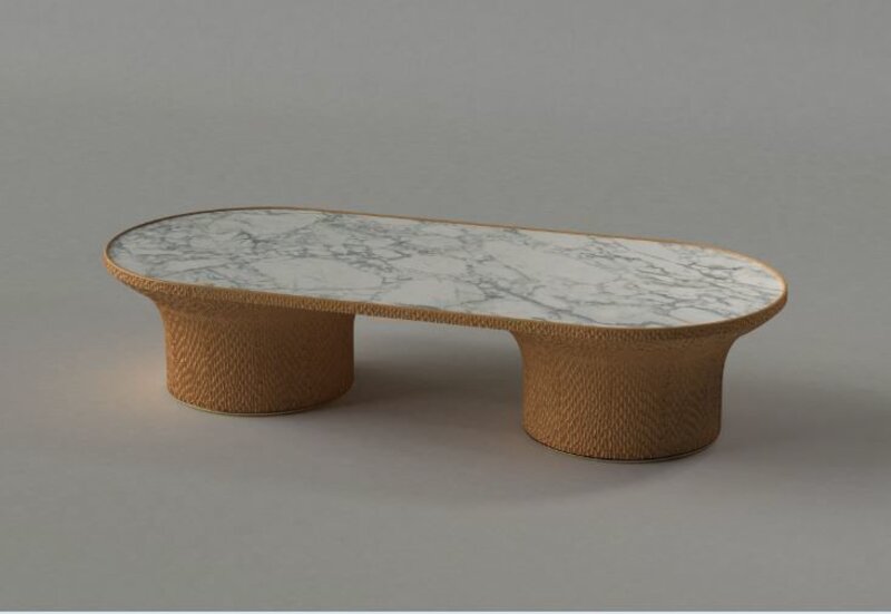 Thomas Trad, ‘Uroko Contemporary Coffee Table’, Lebanon-2019, Design/Decorative Art, HDF, French oak, Arabescato marble, Maison Gerard