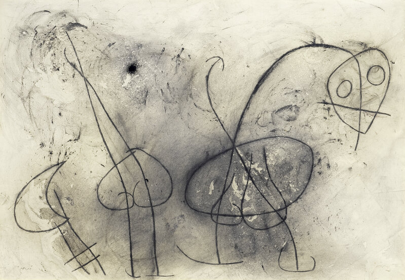 Joan Miró, ‘Femmes dans la nuit’, 1963, Drawing, Collage or other Work on Paper, India ink on wax crayon on scratched paper, MARUANI MERCIER GALLERY