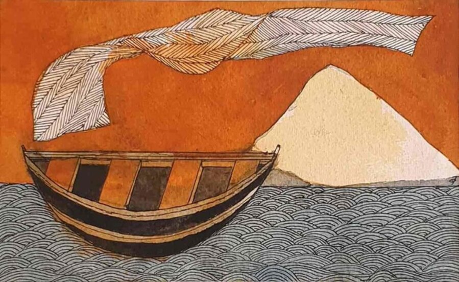 The Celestial Garment, Watercolor on Paper by Padmashree Artist Badri Narayan "In Stock"