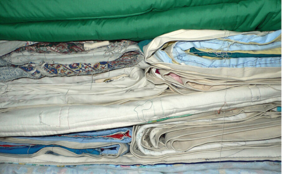 Section of the AIDS Memorial Quilt Folded (Green