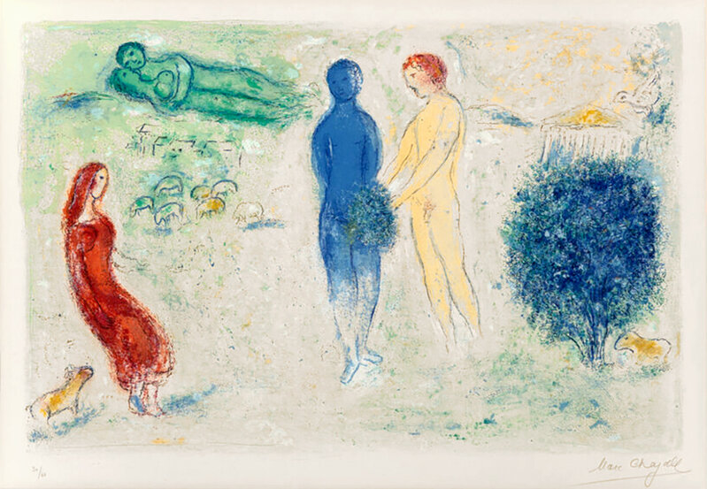 Marc Chagall, ‘Le Jugement de Chloé (Chloe’s Judgement), from Daphnis et Chloé, 1961’, 1961, Print, Color Lithograph on Arches paper, Masterworks Fine Art
