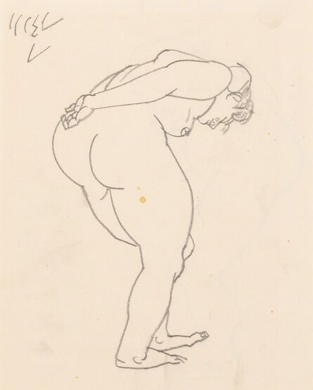 George Grosz, ‘Nude Bending Forward, 1915; Untitled (Nude Torso) (verso)’