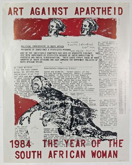 Nancy Spero, ‘Artists Against Apartheid Poster (Signed and dated limited edition)’, 1984