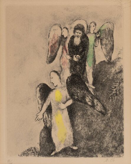 Marc Chagall, ‘Abraham and His Angels from Bible’, 1958