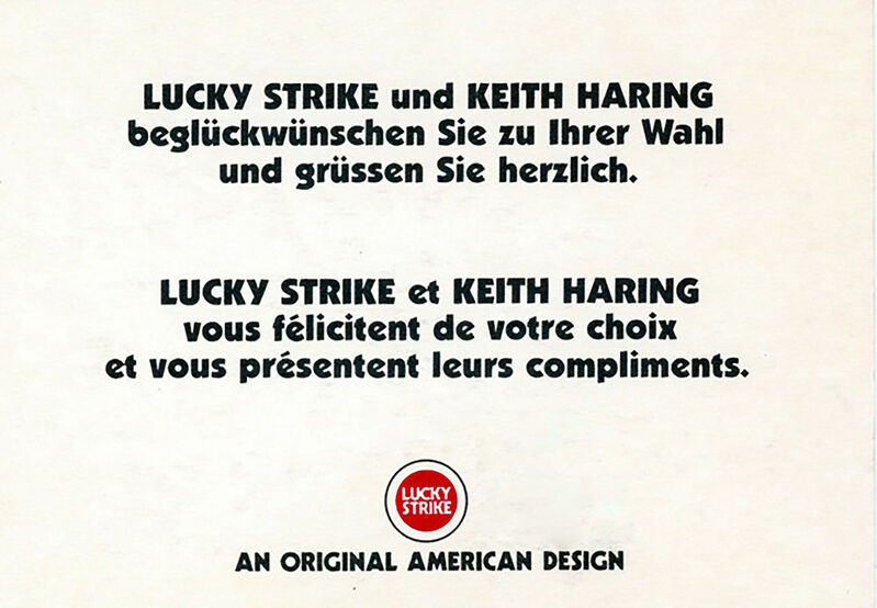 Keith Haring, ‘Keith Haring Lucky Strike (announcement card)’, 1987, Ephemera or Merchandise, Offset printed announcement, Lot 180 Gallery
