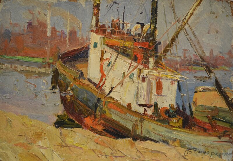 Leonid Ivanovich Bondarenko, ‘Harbour’, 1957, Painting, Oil on cardboard, Surikov Foundation