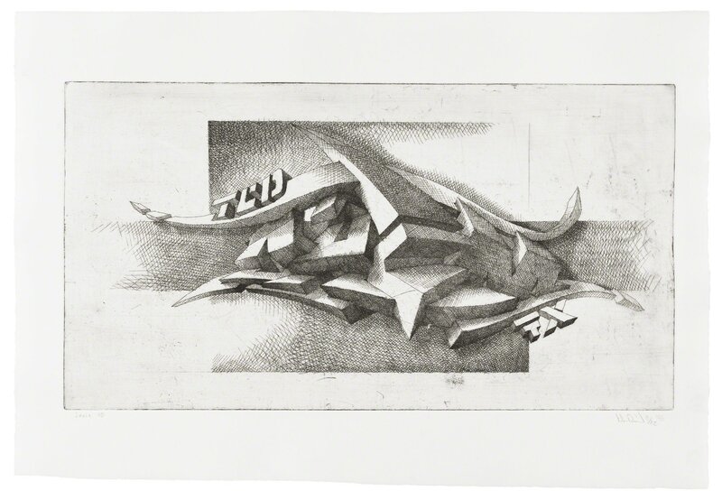 Mirko Reisser (DAIM), ‘SERIE 10 MA’, 1996, Drawing, Collage or other Work on Paper, Copperplate etching on copperplate-printpaper with deckles on four edges, KOLLY GALLERY