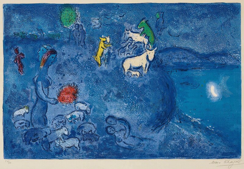Marc Chagall, ‘Le Printemps (Spring), plate 28 from Daphnis et Chloé’, 1961, Print, Lithograph in colours, on Arches paper, with full margins., Phillips