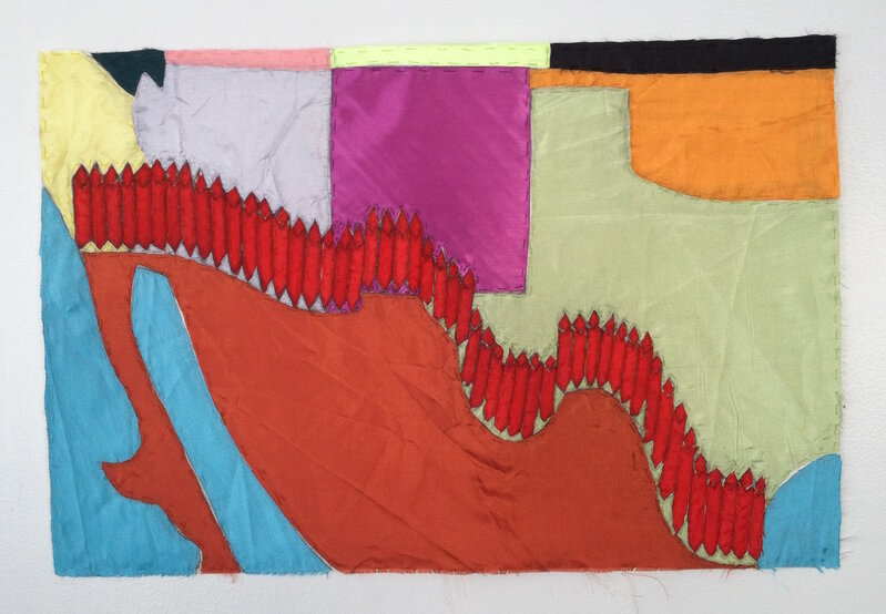 Patricia Dahlman, ‘Trump's Wall’, 2018, Drawing, Collage or other Work on Paper, Fabric, thread on paper, SHIM Art Network