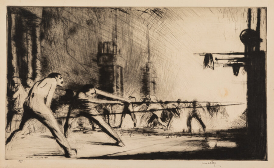 A Group of Seven Works: California, 1941, First Sight of Jerusalem, France at the Furnaces, 1917, Hermon: Cavalry Moving on Damascus, Palos: Departure of Columbus, Regatta on the Grand Canal, and Sottoportico, Venice