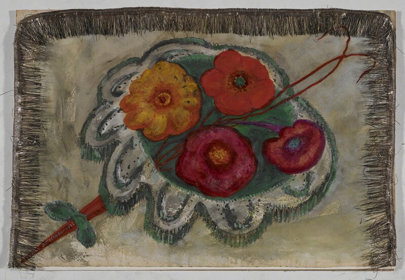 Florine Stettheimer, ‘Flower Bouquet No. 3’, 1922, Drawing, Collage or other Work on Paper, Gouache, watercolor, and metallic fringe on paper, Avery Library