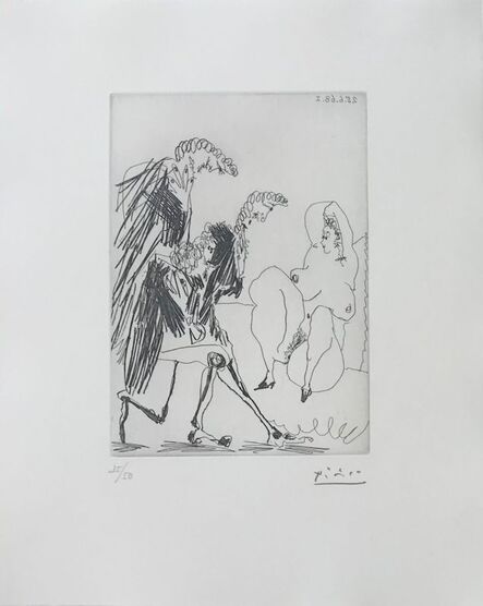 Pablo Picasso, ‘Grosse courtisane saluée par trois gentilshommes linéaires (Les 347, pl. 183) ’, 1968