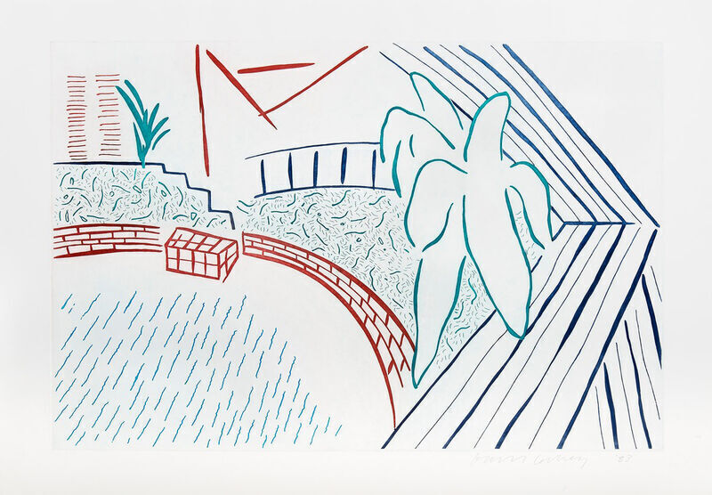 David Hockney, ‘My Pool and Terrace’, 1983, Print, Color etching and aquatint on paper, Santa Monica Auctions