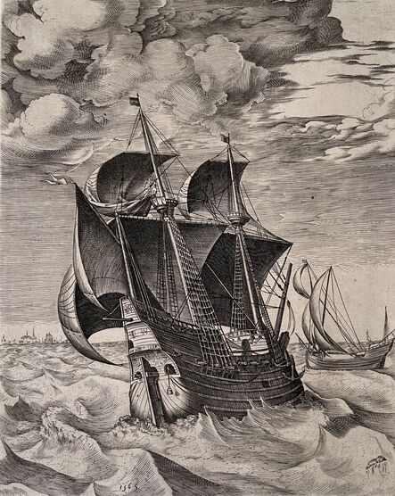 Pieter Bruegel the Elder, ‘A Dutch Hulk and a Boeier from The Sailing Vessels, from the Series of Ships, a series of ten plates, engraved by Frans Huys (1522-1562)’, ca. 1560-1565