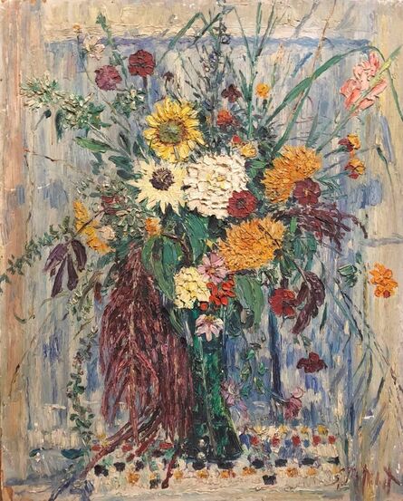 Samuel Rothbort, ‘Large Modernist Floral Bouquet Impasto Oil Painting of Flowers in a Vase’, 20th Century