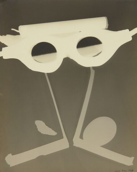 Man Ray, ‘Rayograph with Goggles, Egg and Candle’, 1924