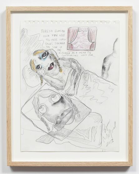 Bjarne Melgaard, ‘Untitled, Teresa Duncan with man next to her who talks through the sink in the kitchen as mean to communicate with her’