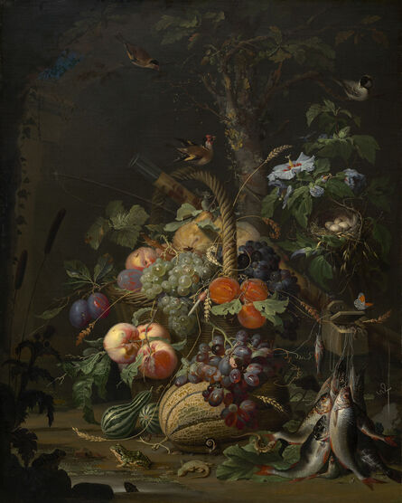 Abraham Mignon, ‘Still Life with Fruit, Fish, and a Nest’, ca. 1675