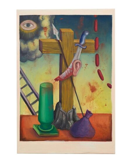 Manuel Ocampo, ‘Cross, Eye, Ear, Pillar, Money Bag circa 1922’, 2022