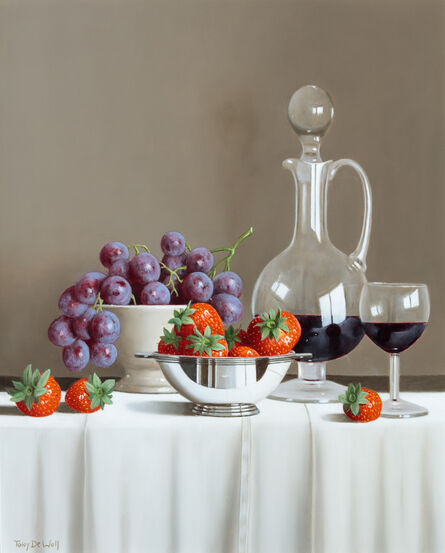Tony de Wolf, ‘Grapes, Strawberries and Wine Decanter’