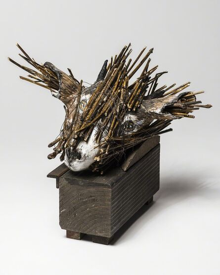 Elizabeth Jordan, ‘Goat Head sculpture in Wood box: 'Jersey Devil II'’, 2016