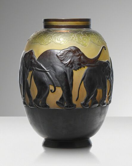 Galle, ‘'Vase aux éléphants', a mould blown vase’, circa 1925