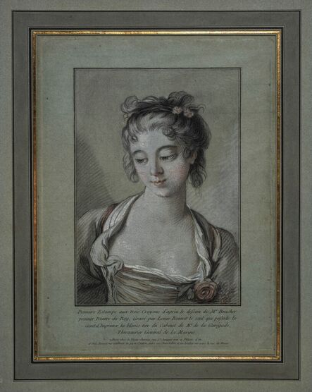 Louis-Marin Bonnet, ‘Bust of a Young Woman, after Boucher’, 1765-67