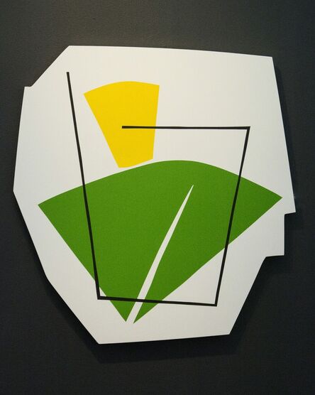 Aron Hill, ‘Green & Yellow Shape - fun, colourful, gold leaf edge, acrylic on shaped panel’, 2017