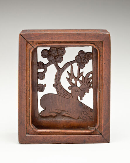 ‘Scholar’s Pillow (Mokchim) with Deer and Pine Landscape’, ca. 19th century 