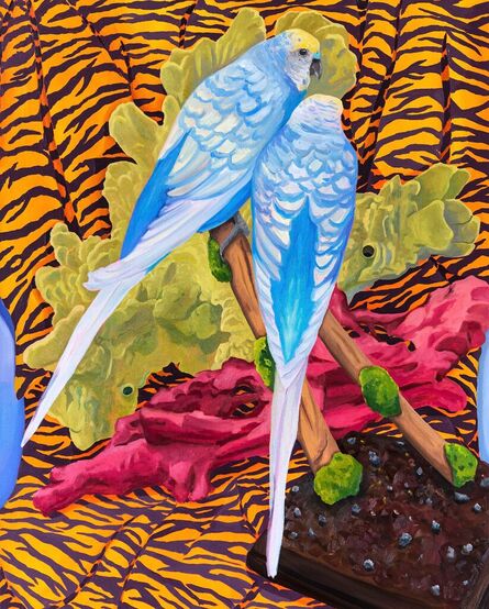 Anna Valdez, ‘Two Parakeets with Coral’, 2023