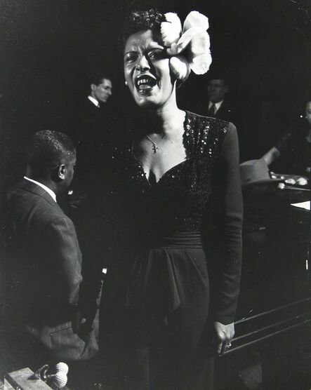 Gjon Mili, ‘Jazz singer Billie Holiday performing in Esquire Jam Session at Metropolitan Opera House’, 1944