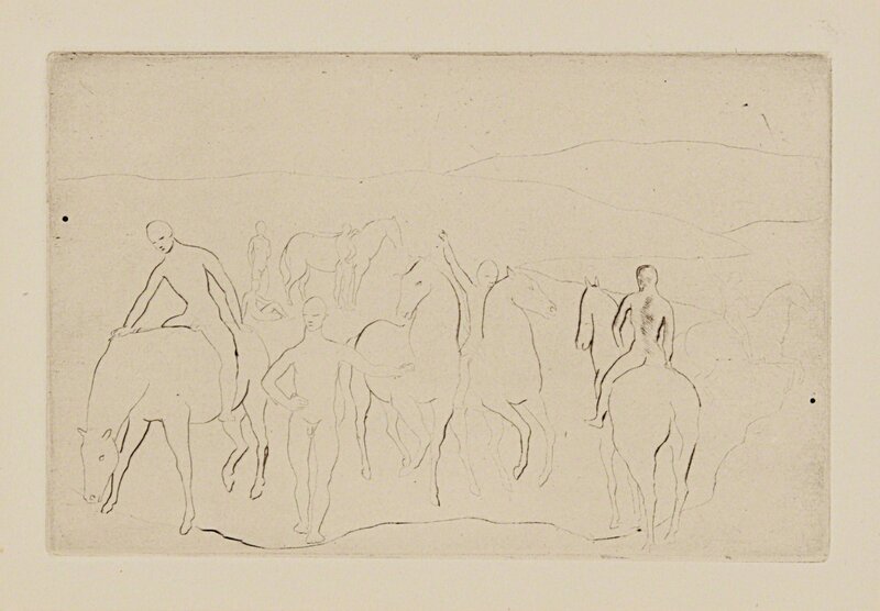 Pablo Picasso, ‘L'Abreuvoir (Chevaux au bain), from La suite des Saltimbanques’, 1905, Print, Drypoint, on Van Gelder paper, with full margins, Phillips