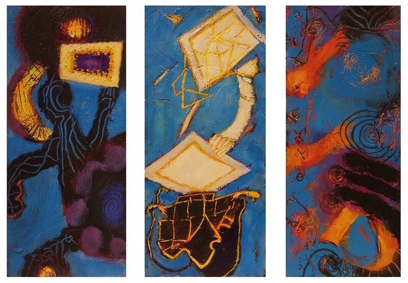 William Scharf, ‘Admiration of the Frame, In Folded Guilt, The Relics Remember (From left to right)’, 2006, 7, 2003, 7, 2002 (From left to right), Drawing, Collage or other Work on Paper, Acrylic on paper, Hollis Taggart