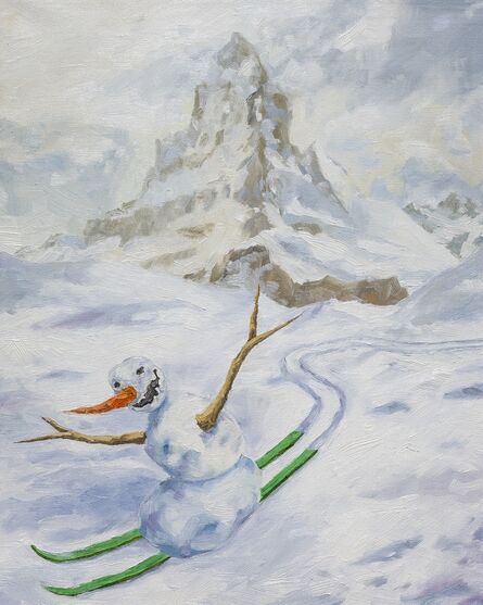 Jan Kiefer, ‘Skiing Snowman (green skis)’, 2019