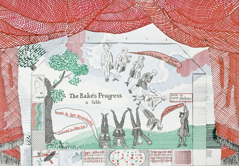 David Hockney, ‘Ashmolean Museum 1981 (Curtain for The Rake’s Progress Epilogue 1974-75)’, 1981, Posters, Offset lithograph on matte paper, Petersburg Press 