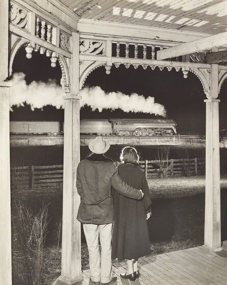 O. Winston Link, ‘Mr. and Mrs. Pope watch the last steam powered passenger train, Max Meadows, Virginia’, 1957