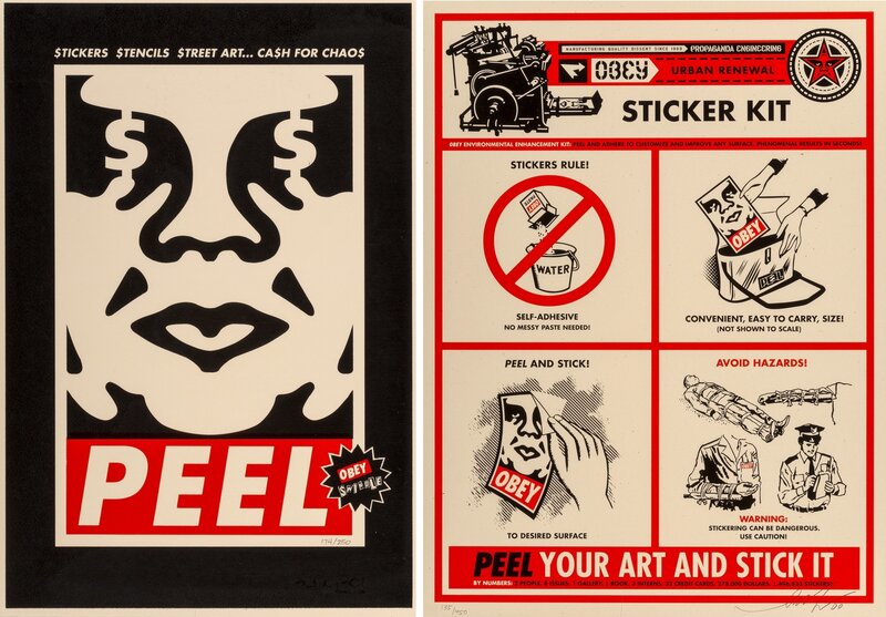 Shepard Fairey, ‘Peel and Sticker Kit (two works)’, 2007/2009, Other, Offset lithograph and screenprint in colors on paper, Heritage Auctions